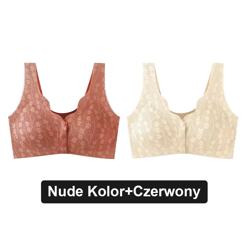 🩱 Seksowny, oddychający i wygodny koronkowy biustonosz plus size zapinany na guziki