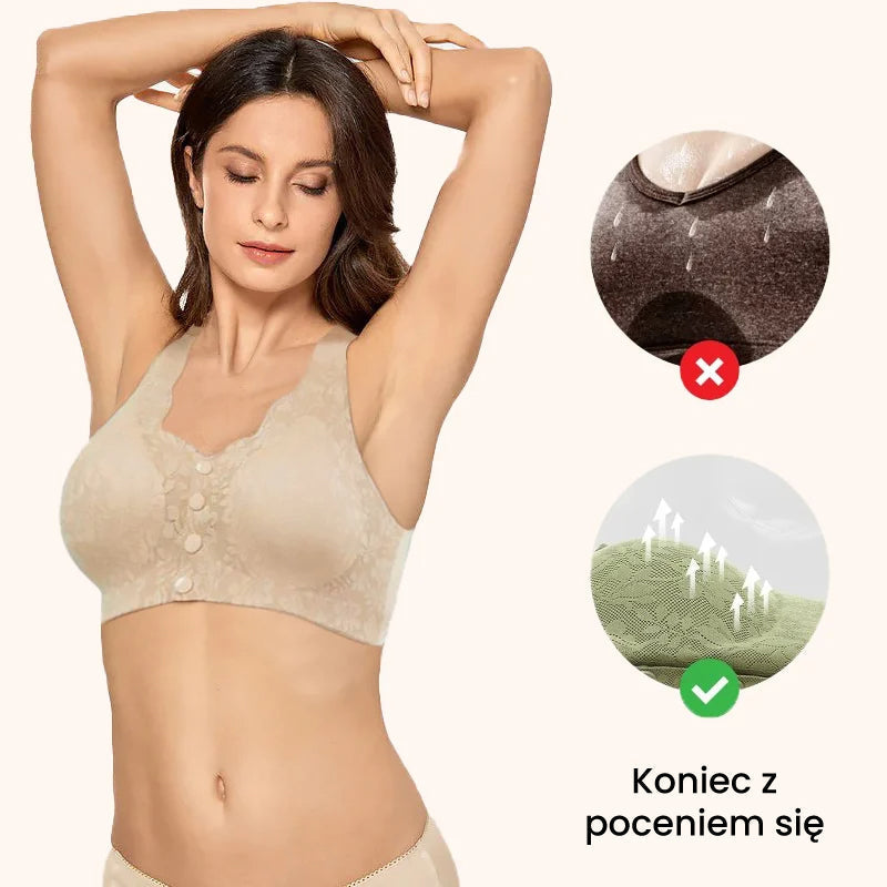 🩱 Seksowny, oddychający i wygodny koronkowy biustonosz plus size zapinany na guziki