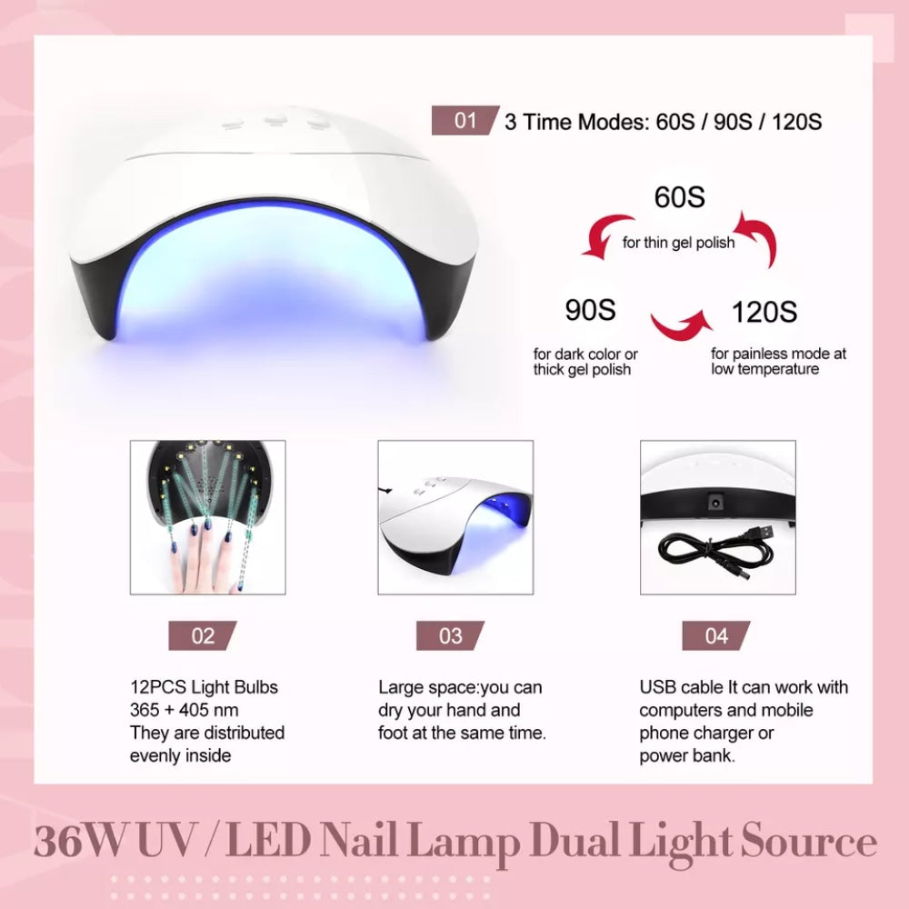 Zestaw do manicure + lampa UV/LED