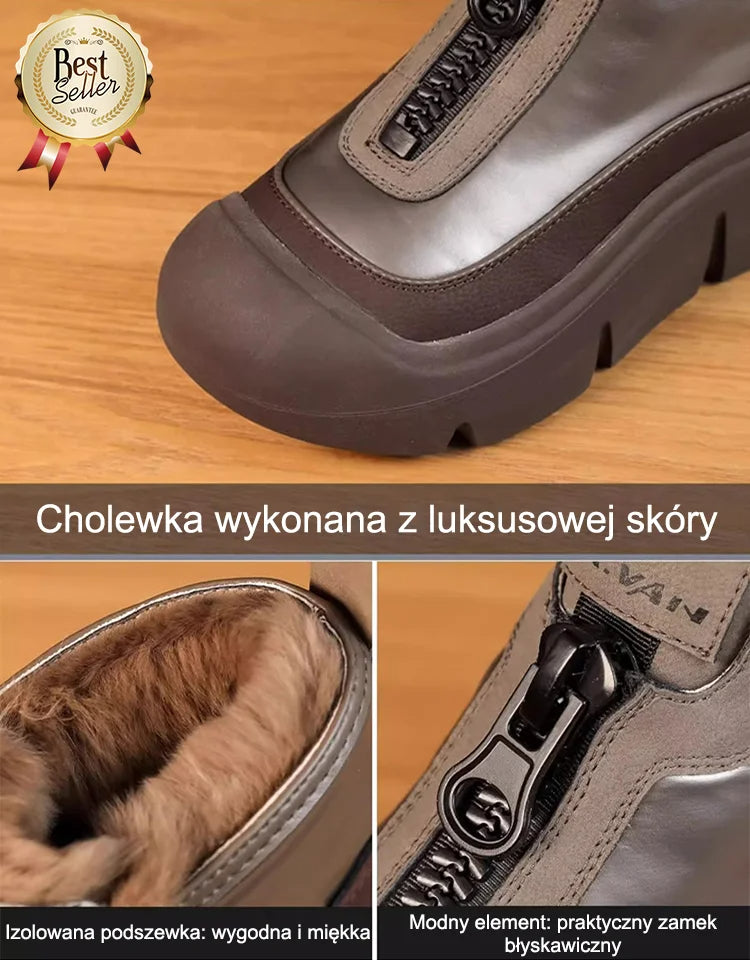 Stylowe, krótkie śniegowce z grubą podeszwą